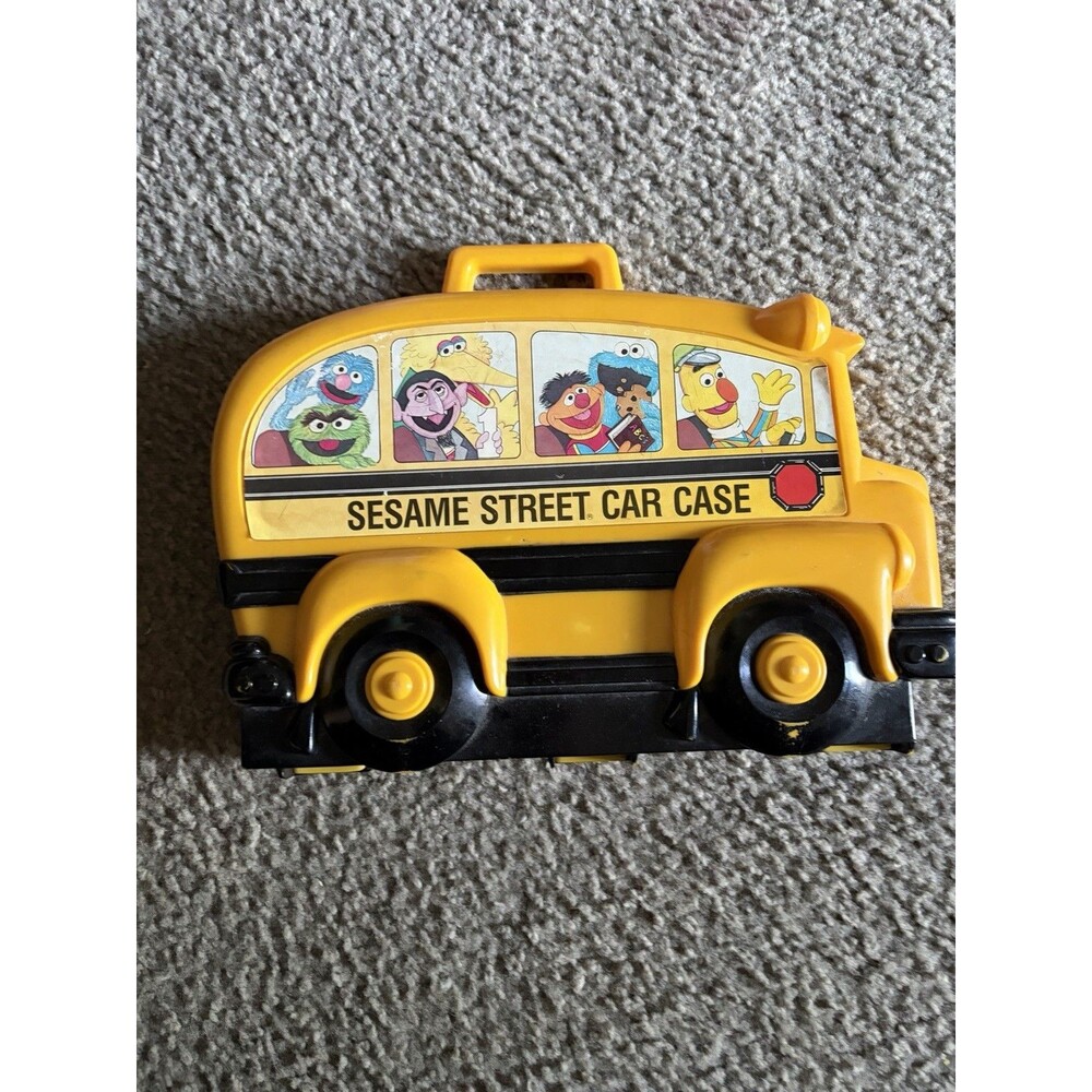 Vintage Sesame Street Car Case With 12 Cars, 1982 Hasbro Die Cast Metal